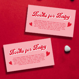 赤とピンクのバレンタインの赤ちゃんシャワー本ベビー エンクロージャーカード