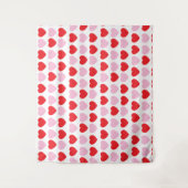 赤とピンクのバレンタインデーのハート タペストリー (正面)