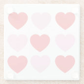 赤とピンクのバレンタインデーハート ガラスコースター (裏面)