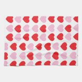 赤とピンクのバレンタインデーハート キッチンタオル (横)