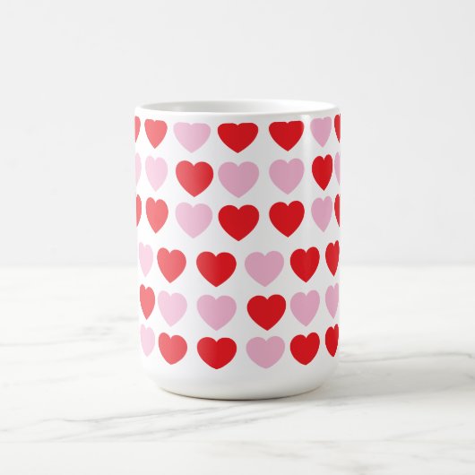 赤とピンクのバレンタインデーハート コーヒーマグカップ (中央)