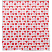 赤とピンクのバレンタインデーハート シャワーカーテン (正面)