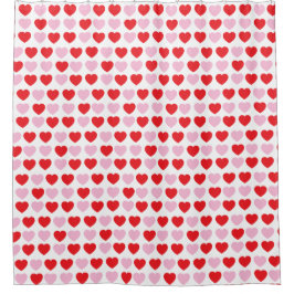 赤とピンクのバレンタインデーハート シャワーカーテン
