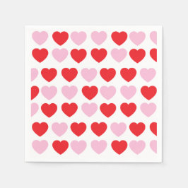 赤とピンクのバレンタインデーハート スタンダードカクテルナプキン
