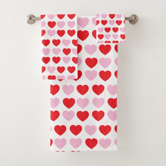 赤とピンクのバレンタインデーハート バスタオルセット (インサイチュ)