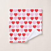 赤とピンクのバレンタインデーハート バスタオルセット (ウォッシュタオル)