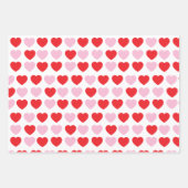 赤とピンクのバレンタインデーハート ラッピングペーパーシート (正面2)