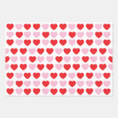 赤とピンクのバレンタインデーハート ラッピングペーパーシート (正面)