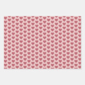 赤とピンクのバレンタインハートパターン ラッピングペーパーシート (正面2)