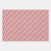 赤とピンクのバレンタインハートパターン ラッピングペーパーシート (正面)