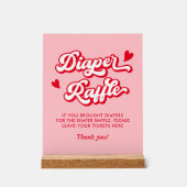 赤とピンクのバレンタイン赤ちゃんシャワーおむつラッフル アクリルサイン (正面)