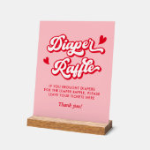 赤とピンクのバレンタイン赤ちゃんシャワーおむつラッフル アクリルサイン (傾斜)