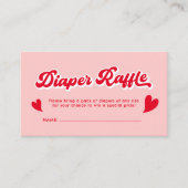赤とピンクのバレンタイン赤ちゃんシャワーおむつラッフル エンクロージャーカード (正面)