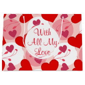 赤とピンクのバレンタイン·ハート ラージペーパーバッグ (正面)