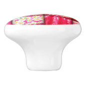 赤とピンクのパッチフェイクワークキルティングパターン セラミックノブ (側面)