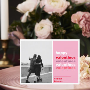 赤とピンクのフォトファミリー Happy Valentines Day Pos ポストカード