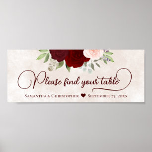 赤とピンクのフローラテーブルの見出しを見つける ポスター