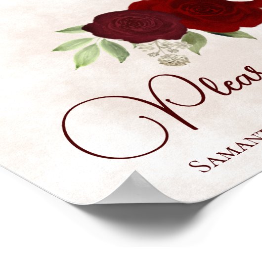 赤とピンクのフローラテーブルの見出しを見つける ポスター (角)