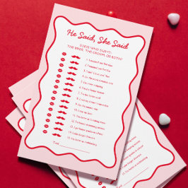 赤とピンクのブライダルシャワー彼は彼女はゲームを言った