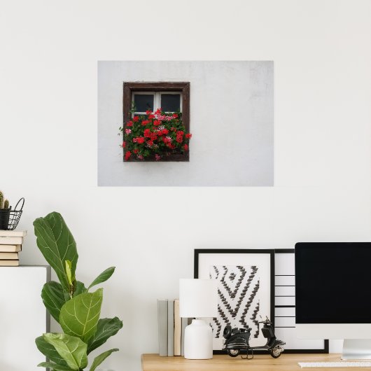 赤とピンクのペラルゴニウム ポスター (ホームオフィス)