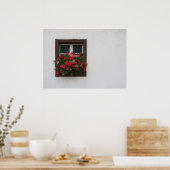赤とピンクのペラルゴニウム ポスター (キッチン)
