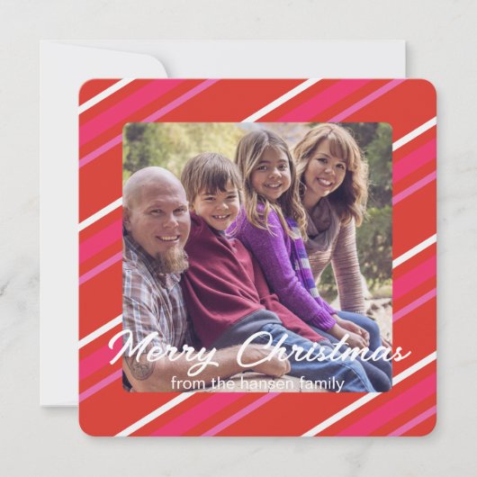 赤とピンクのホリークリスマスの正方形の写真 シーズンカード (正面)