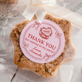 赤とピンクのボウガール ただひとりの誕生日 ラウンドシール