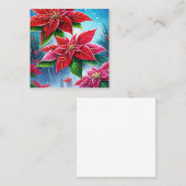 赤とピンクのポインセチアの花の穏やかな雨f スクエア名刺 (正面/裏面)