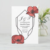 赤とピンクのポピーの花の結婚式招待状 招待状 (スタンド正面)