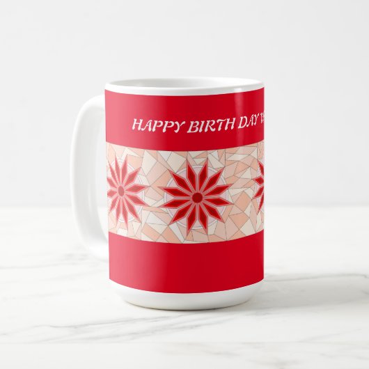 赤とピンクのミックスマグカップ誕生日 コーヒーマグカップ (正面左)