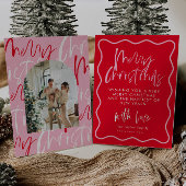 赤とピンクのメリークリスマスクリスマスカード シーズンカード