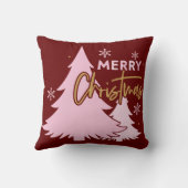赤とピンクのメリークリスマスホームデコール クッション (裏面)