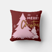 赤とピンクのメリークリスマスホームデコール クッション (正面)