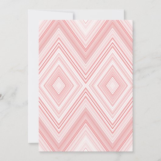 赤とピンクのモティを特徴とする対称パターン 招待状 (正面)