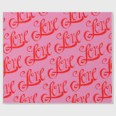 赤とピンクのラブラッピング紙 ラッピングペーパー (フラット)