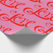 赤とピンクのラブラッピング紙 ラッピングペーパー (角)