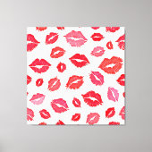 赤とピンクのリップパターンアート キャンバスプリント (正面)