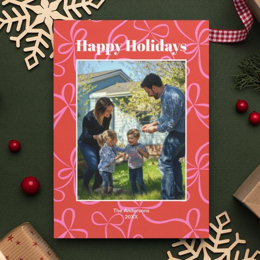 **赤とピンクのリボン柄の写真** シーズンカード