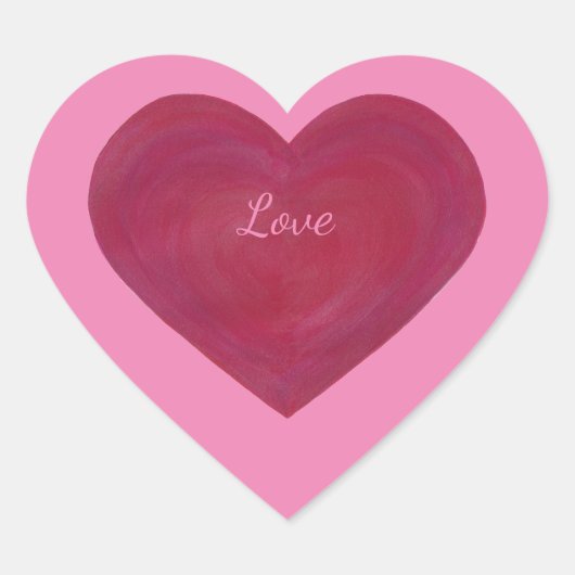 赤とピンクのルック霜の降りたハートのブレンド ハートシール (正面)