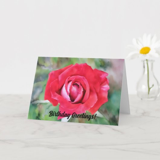 赤とピンクのローズアート誕生日カード カード (小さな植物)