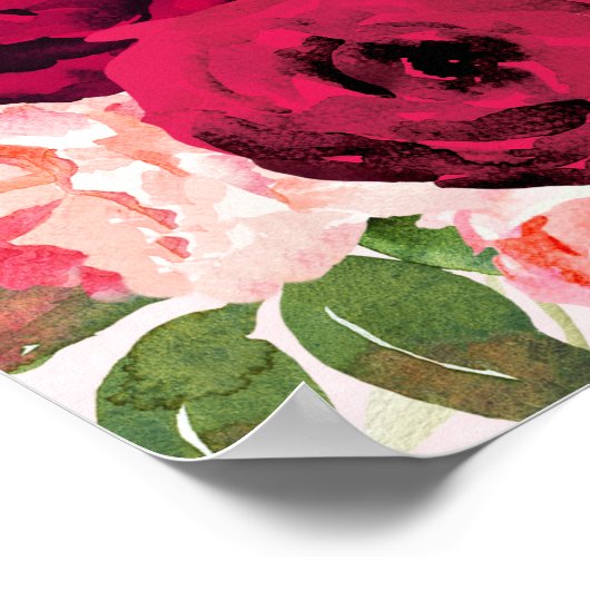 赤とピンクのローズイスラム教結婚のポスター ポスター (角)