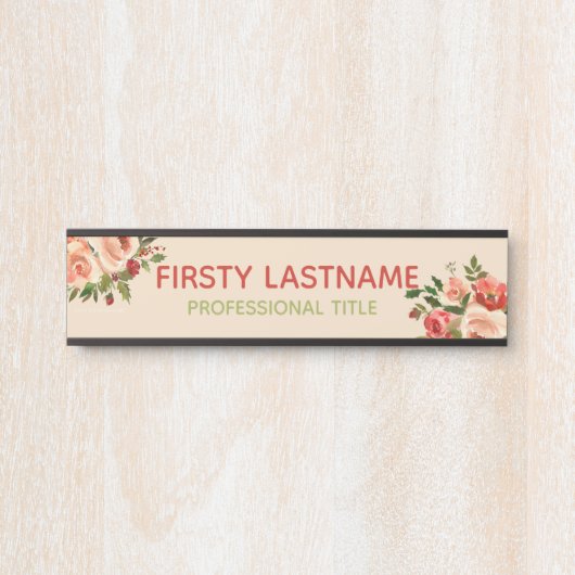 赤とピンクのローズオフィスのドアシンボルや象徴名プレート サインプレート (正面)