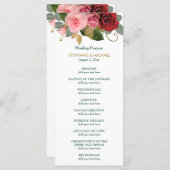 赤とピンクのローズ縁ど結婚式 プログラム (正面/裏面)