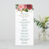 赤とピンクのローズ縁ど結婚式 プログラム (スタンド正面)