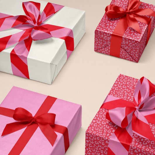 赤とピンクのワイドストライプ サテンリボン