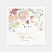 赤とピンクのワイルドフラワーベビーシャワーナプキン スタンダードカクテルナプキン (正面)