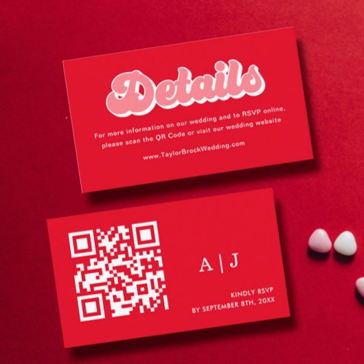 赤とピンクのヴァレンティ結婚ンのウェブサイト詳細 エンクロージャーカード