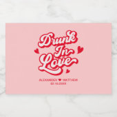 赤とピンクのヴァレンティ結婚ンのシャンパン好み スパークリングワインラベル (シングルラベル)