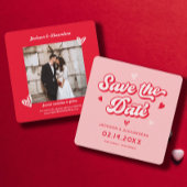 赤とピンクのヴァレンティ結婚ンの写真 セーブザデート