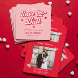 赤とピンクのヴァレンティ結婚ンの写真 セーブザデート